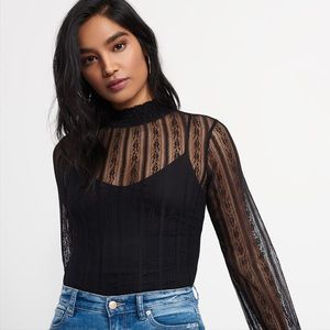 Smoked High Neck Lace Top